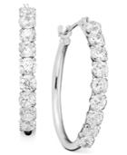 10k White Gold Swarovski Zirconia Hoop Earrings