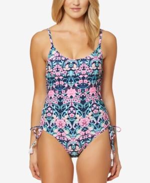 Jessica Simpson Printed Side-tie One-piece Swimsuit Women's Swimsuit