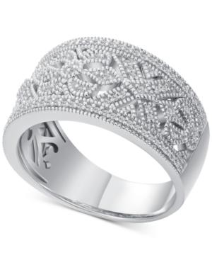Diamond Vintage-inspired Statement Ring (1/5 Ct. T.w.) In Sterling Silver