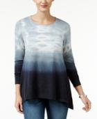 Style & Co. Tie-dyed Handkerchief-hem Top, Only At Macy's