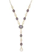 Inc International Concepts Gold-tone Gray And White Stone Lariat Necklace, Only At Macy's