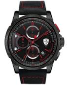 Scuderia Ferrari Men's Chronograph Formula Italia S Black Leather Strap Watch 46mm 830273