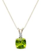14k Gold Necklace, Peridot (1-5/8 Ct. T.w.) And Diamond Accent Cushion Pendant