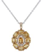 Citrine (3-1/2 Ct. T.w.) & Diamond (1/8 Ct. T.w.) Pendant Necklace In 14k Gold, 16long + 2 Extender