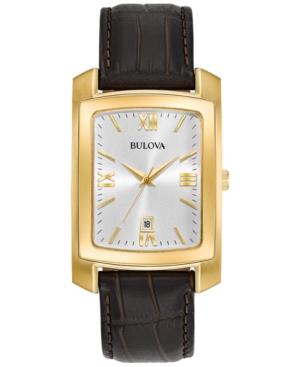 Bulova Men's Brown Leather Strap Watch 31x47mm 97b162