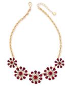 Charter Club Gold-tone Clear & Red Crystal Flower Statement Necklace, Created For Macy's