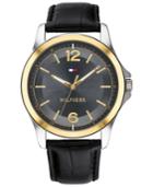 Tommy Hilfiger Women's Black Leather Strap Watch 42mm