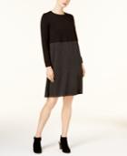 Eileen Fisher Colorblocked Crew-neck Dress