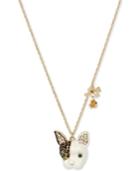 Betsey Johnson Gold-tone Pave And Enamel Dog Pendant Necklace