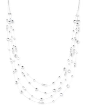 Nine West Silver-tone Metallic Ball Multi-layer Necklace