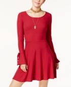 Planet Gold Juniors' Bell-sleeve Fit & Flare Dress