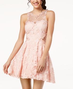 City Studios Juniors' Lace Applique Fit & Flare Dress