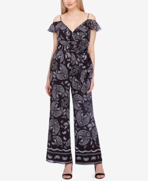 Tahari Asl Paisley-print Cold-shoulder Jumpsuit