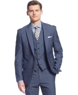 Ryan Seacrest Distinction Blue Sharkskin Jacket