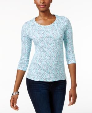 Charter Club Petite Medallion-print Top, Only At Macy's