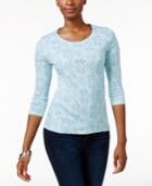 Charter Club Petite Medallion-print Top, Only At Macy's