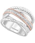 Balissima By Effy Diamond Rope Twist Ring (1/10 Ct. T.w.) In Sterling Silver And 14k Rose Gold