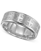 Triton Men's Tungsten Carbide Ring, Comfort Fit Etched Cross Wedding Band