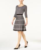 Taylor Striped Fit & Flare Sweater Dress