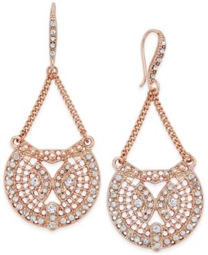 Inc International Concepts Rose Gold-tone Pave Filigree Drop Earrings, Only At Macy's