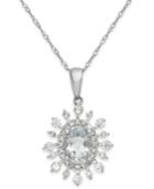 Aquamarine (5/8 Ct. T.w.) And Diamond (3/8 Ct. T.w.) Pendant Necklace In 14k White Gold