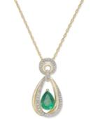 Emerald (9/10 Ct. T.w.) & Diamond (1/5 Ct. T.w.) Teardrop Pendant Necklace In 14k Gold(also Available In Ruby And Sapphire)
