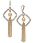 I.n.c. Gold-tone Crystal, Ball & Chain Tassel Drop Earrings, Created For Macy's