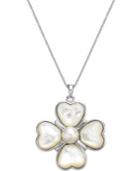 Cultured Freshwater Pearl Clover Pendant Necklace In Sterling Silver (8mm)