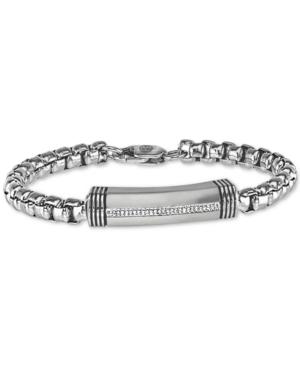 Esquire Men's Jewelry Diamond Bar Link Bracelet (1/10 Ct. T.w.) In Stainless Steel, Created For Macy's