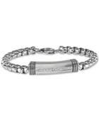 Esquire Men's Jewelry Diamond Bar Link Bracelet (1/10 Ct. T.w.) In Stainless Steel, Created For Macy's