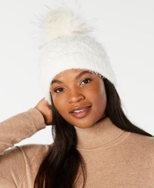 Echo Fuzzy Cable-knit Pom Pom Hat, Created For Macy's