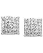 Diamond Earrings, 14k White Gold Diamond Square Cluster Stud Earrings (1/4 Ct. T.w.)