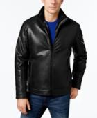 Calvin Klein Men's Faux-leather Faux-fur Lined Jacket