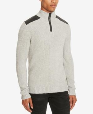 Kenneth Cole Reaction Men's Quarter-zip Pieced-shoulder Sweater