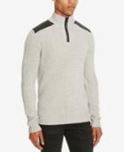 Kenneth Cole Reaction Men's Quarter-zip Pieced-shoulder Sweater