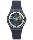 Swatch Unisex Swiss Power Tracking Dark Blue Silicone Strap Watch 34mm Gn245