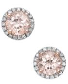 Morganite (1-3/8 Ct. T.w.) And Diamond (1/6 Ct. T.w.) Halo Stud Earrings In 14k Rose Gold