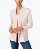 Jm Collection Cropped Ruched-sleeve Cardigan, Created For Macy's