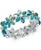Anne Klein Silver-tone Multi-stone Floral Stretch Bracelet