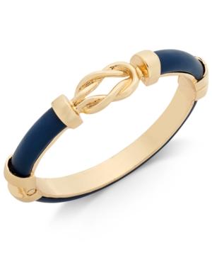 Charter Club Gold-tone Navy Blue Faux-leather Knot Hinged Bangle Bracelet, Only At Macy's
