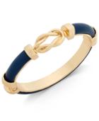 Charter Club Gold-tone Navy Blue Faux-leather Knot Hinged Bangle Bracelet, Only At Macy's