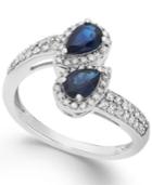 Sapphire (1-1/8 Ct. T.w.) And Diamond (1/2 Ct. T.w.) Bypass Ring In 14k White Gold