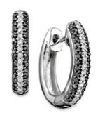 Diamond Earrings, Sterling Silver Black And White Diamond Stripe (3/4 Ct. T.w.)