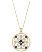Sapphire (1-1/5 Ct. T.w.) & Diamond (1/5 Ct. T.w.) Openwork Disc Necklace In 14k Gold
