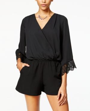 Bcx Juniors' Crochet-trim Bell-sleeve Romper