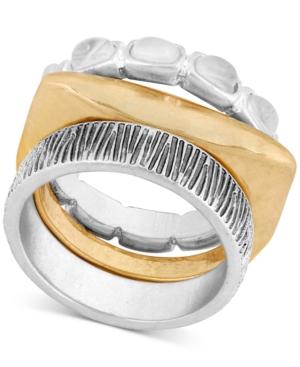 Lucky Brand Two-tone Stone & Textured Stack-look Ring