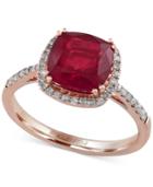 Rosa By Effy Ruby (3-1/8 Ct. T.w.) And Diamond (1/4 Ct. T.w.) Ring In 14k Rose Gold