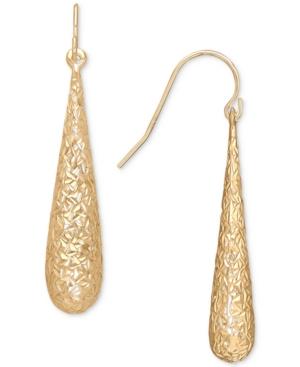 Textured Elongated Teardrop Drop Earrings In 10k Gold