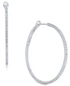 Diamond In & Out Hoop Earrings (1 Ct. T.w.) In 14k White Gold