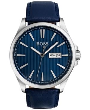 Boss Hugo Boss Men's The James Blue Leather Strap Watch 42mm 1513465